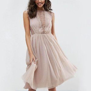 ASOS Lace Tulle Cap Sleeve Midi